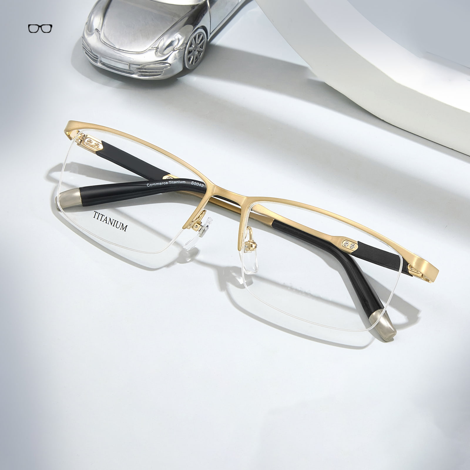 S9049 High-End Half-Frame Non-Deformerable Pure Titanium Glasögon