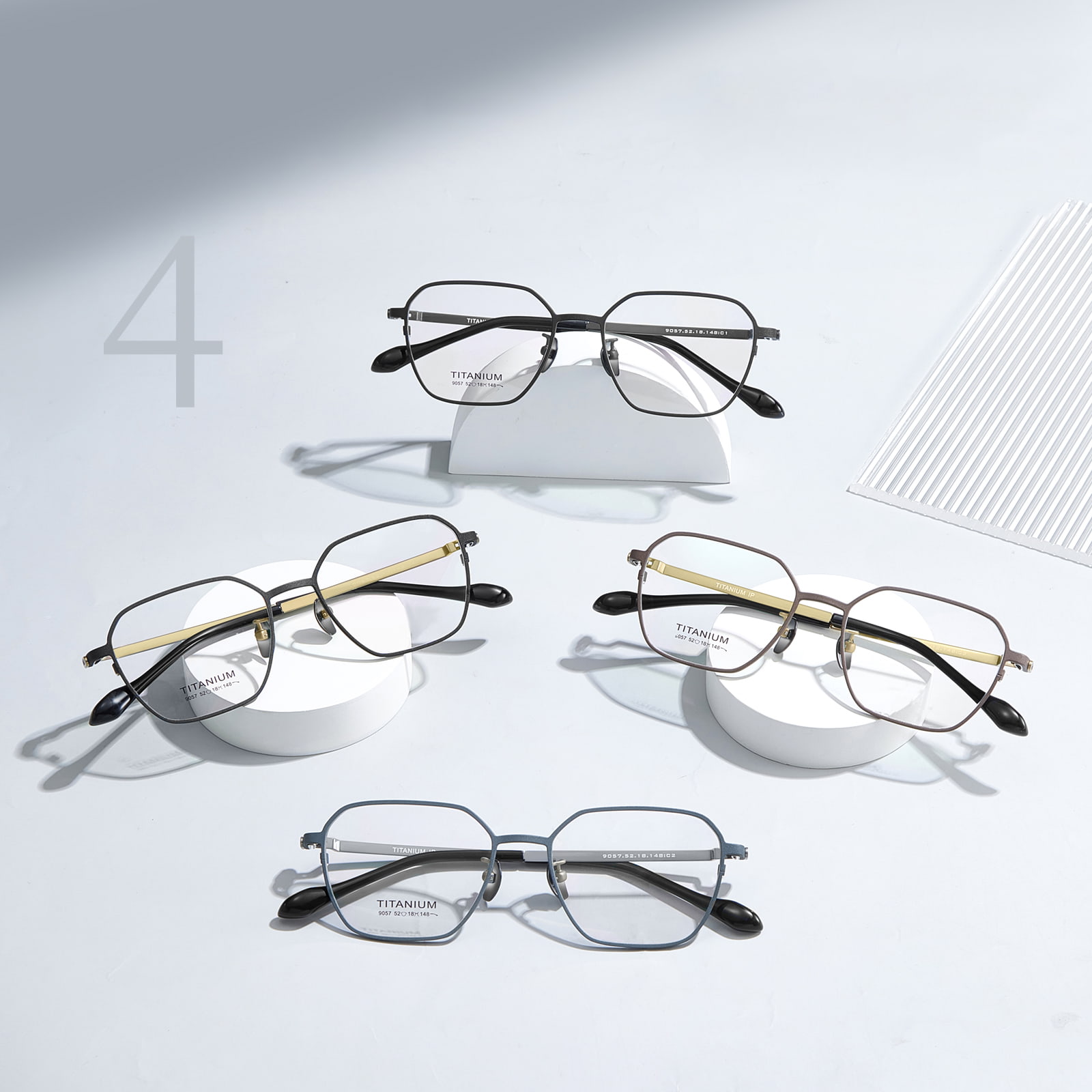 9057 Hexagonal Cut Personalized Pure Titanium Glasögon