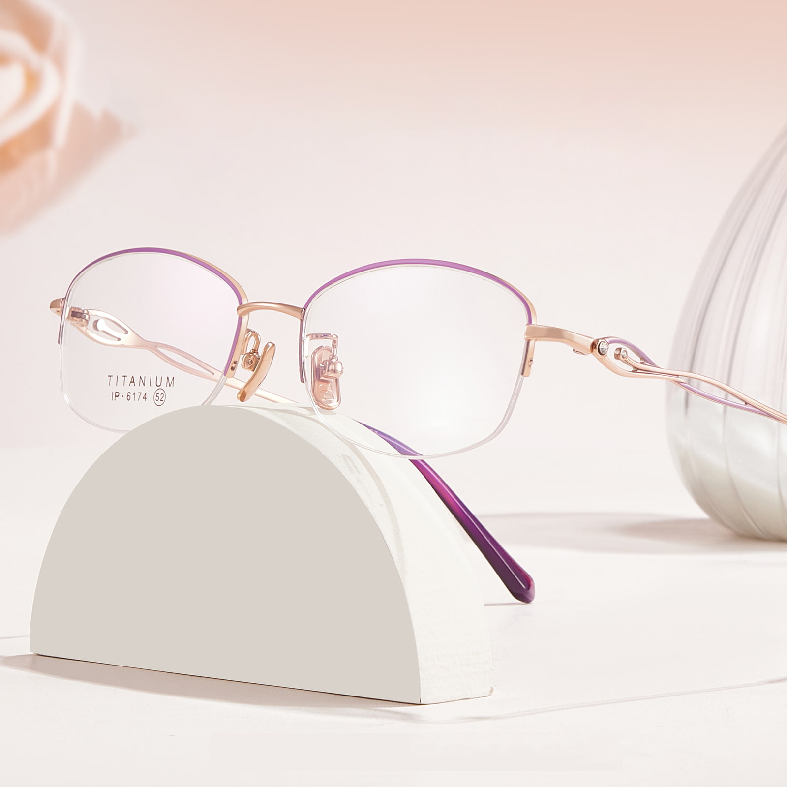 6174 Halvram ihåligt huvud Diamond Pure Titanium glasögon