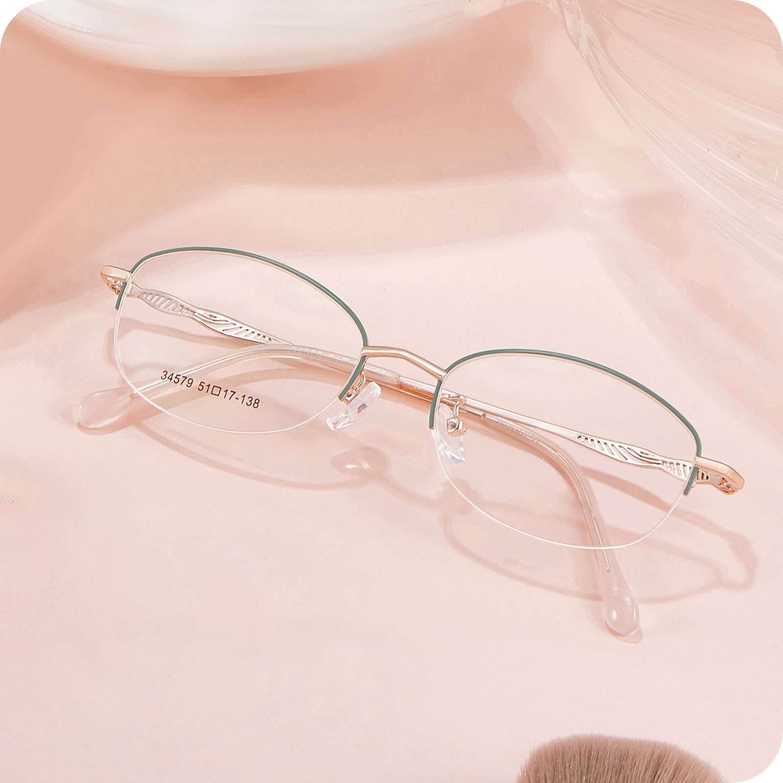 34579 Office Asymmetrisk Hollow Line Alloy Glasögon