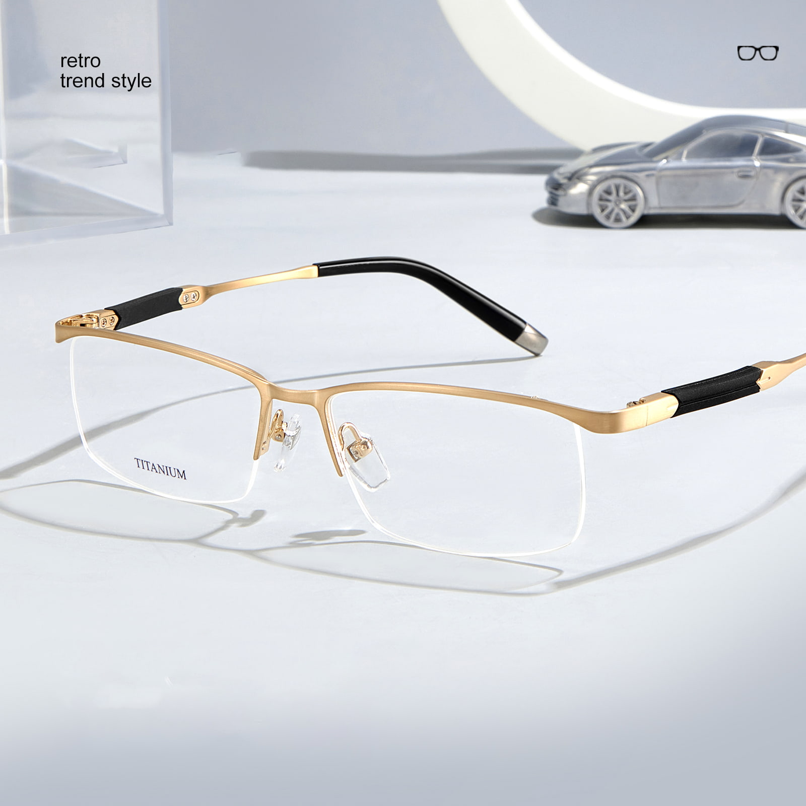 S9049 High-End Half-Frame Non-Deformerable Pure Titanium Glasögon