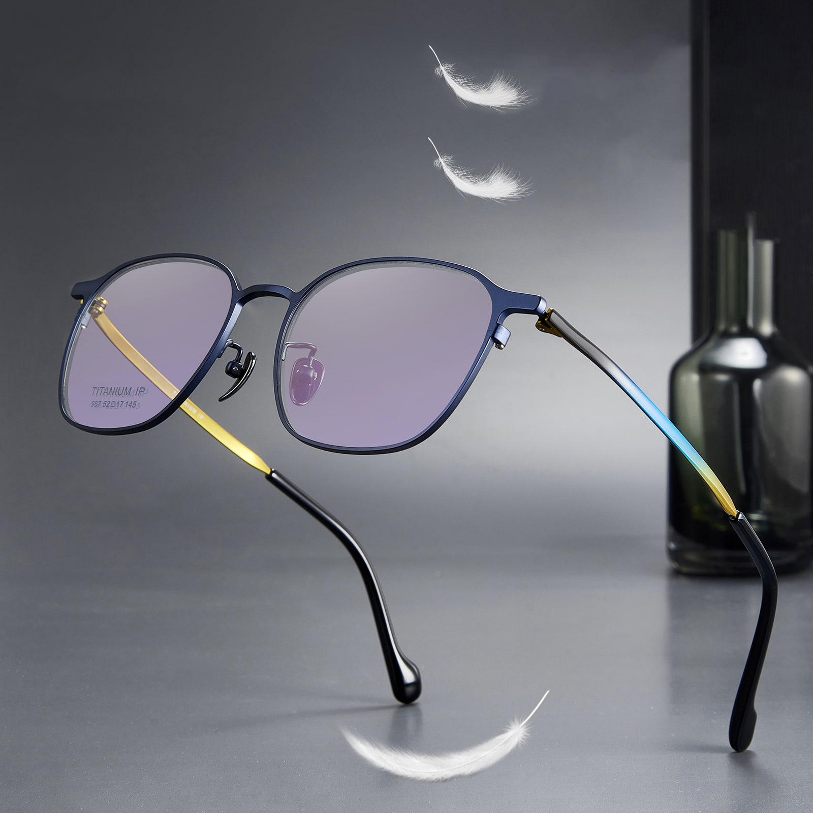 987 Simple Gradient Color Temples Pure Titanium Glasögon