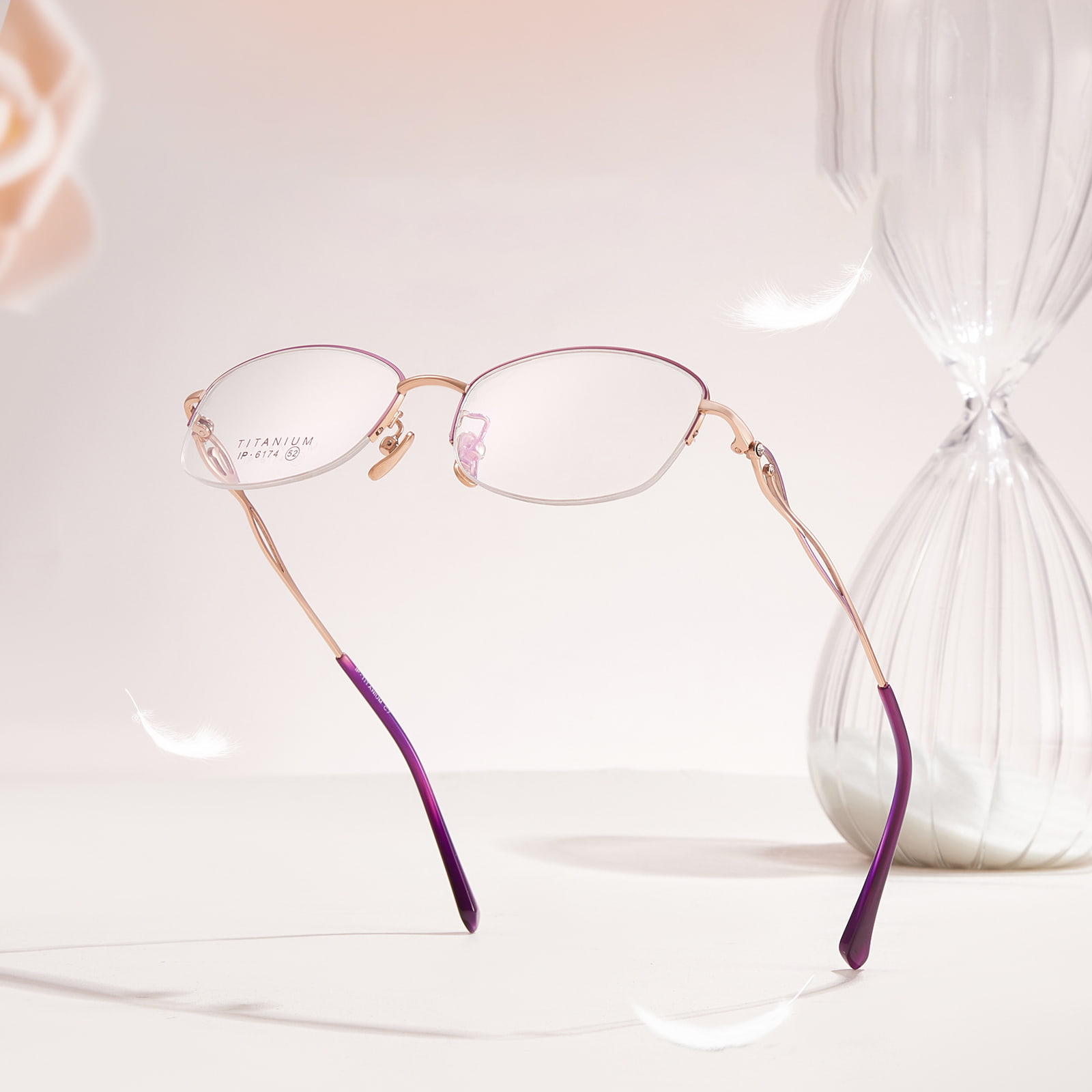 6174 Halvram ihåligt huvud Diamond Pure Titanium glasögon