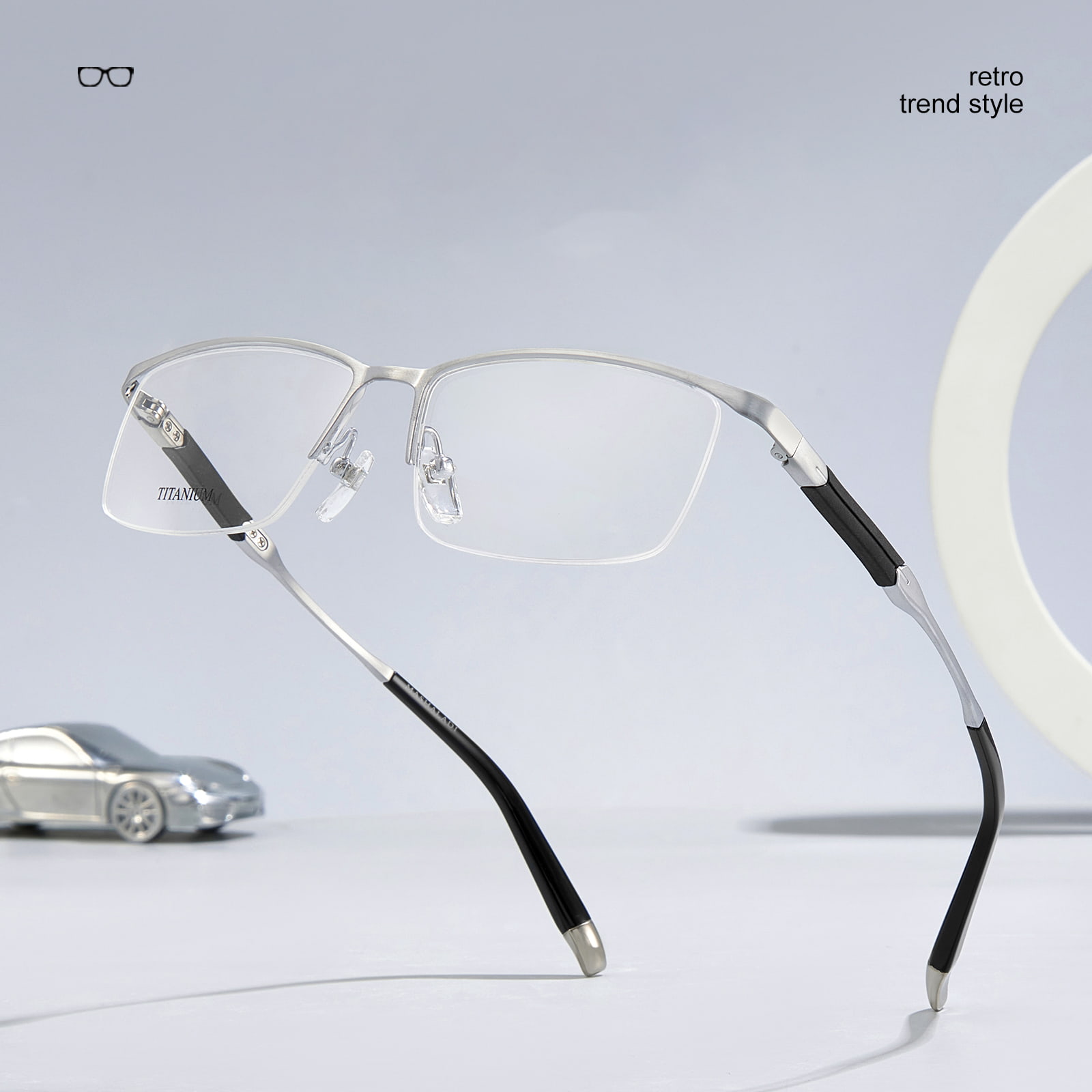 S9049 High-End Half-Frame Non-Deformerable Pure Titanium Glasögon