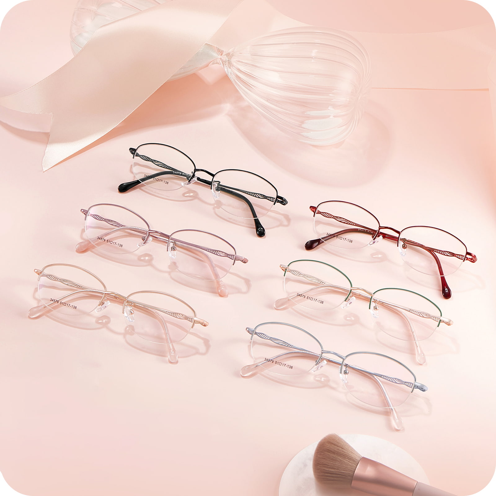 34579 Office Asymmetrisk Hollow Line Alloy Glasögon