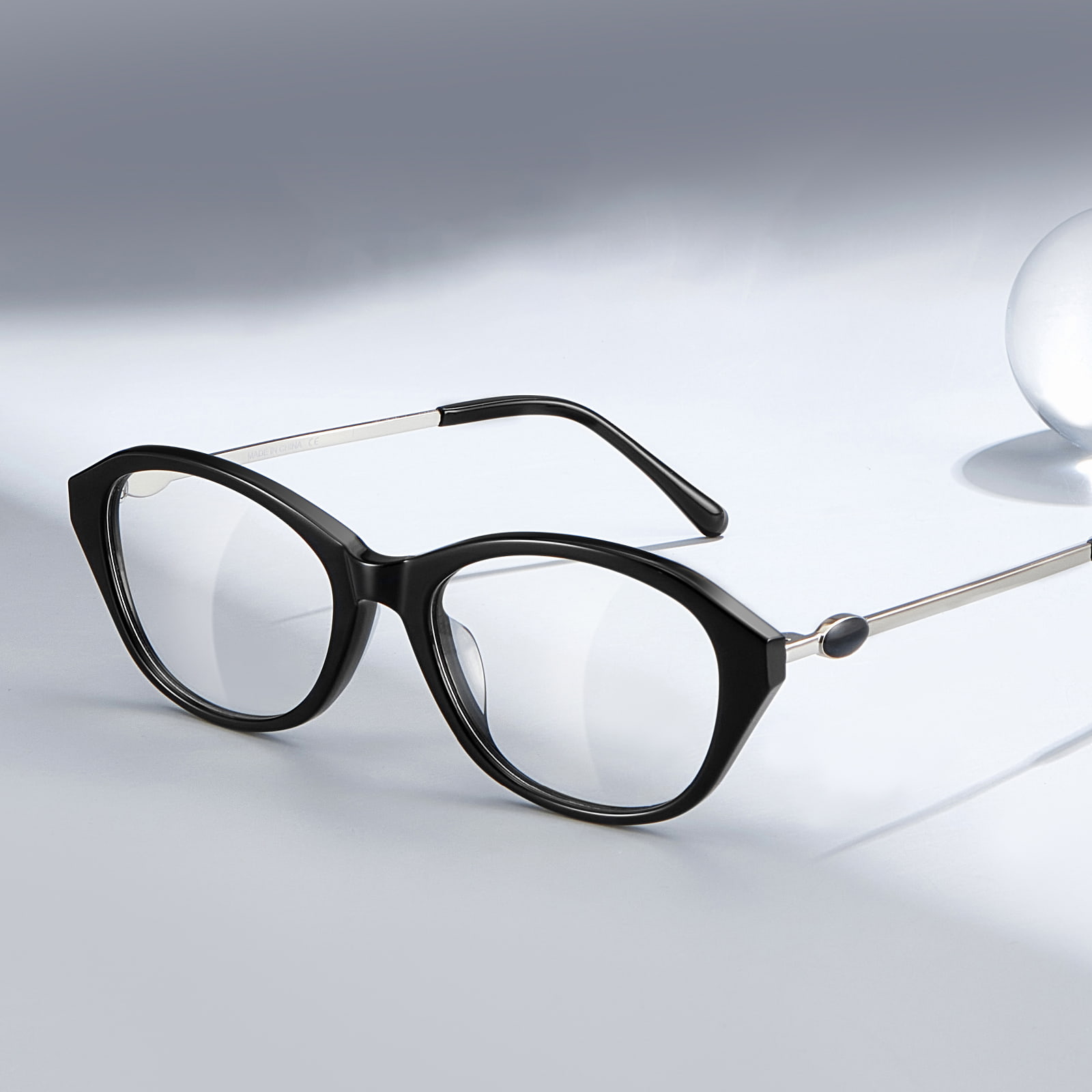 BC2039 Retro Cat-Eye Light Acetate Glasögon