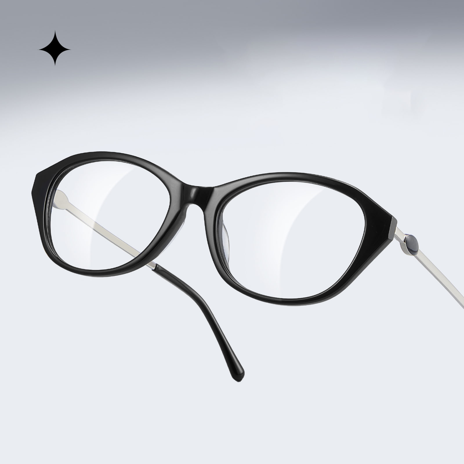 BC2039 Retro Cat-Eye Light Acetate Glasögon