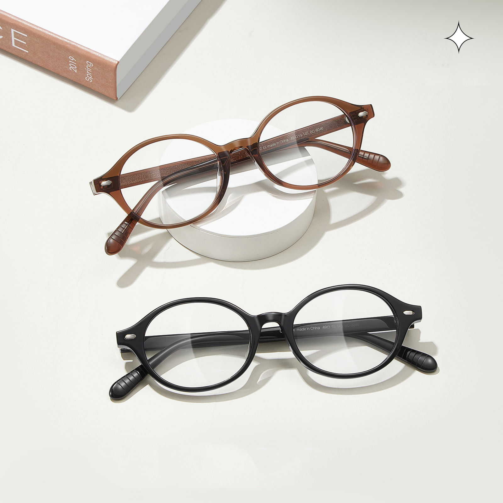 BC8046 ovala enkla hypoallergena acetatglasögon