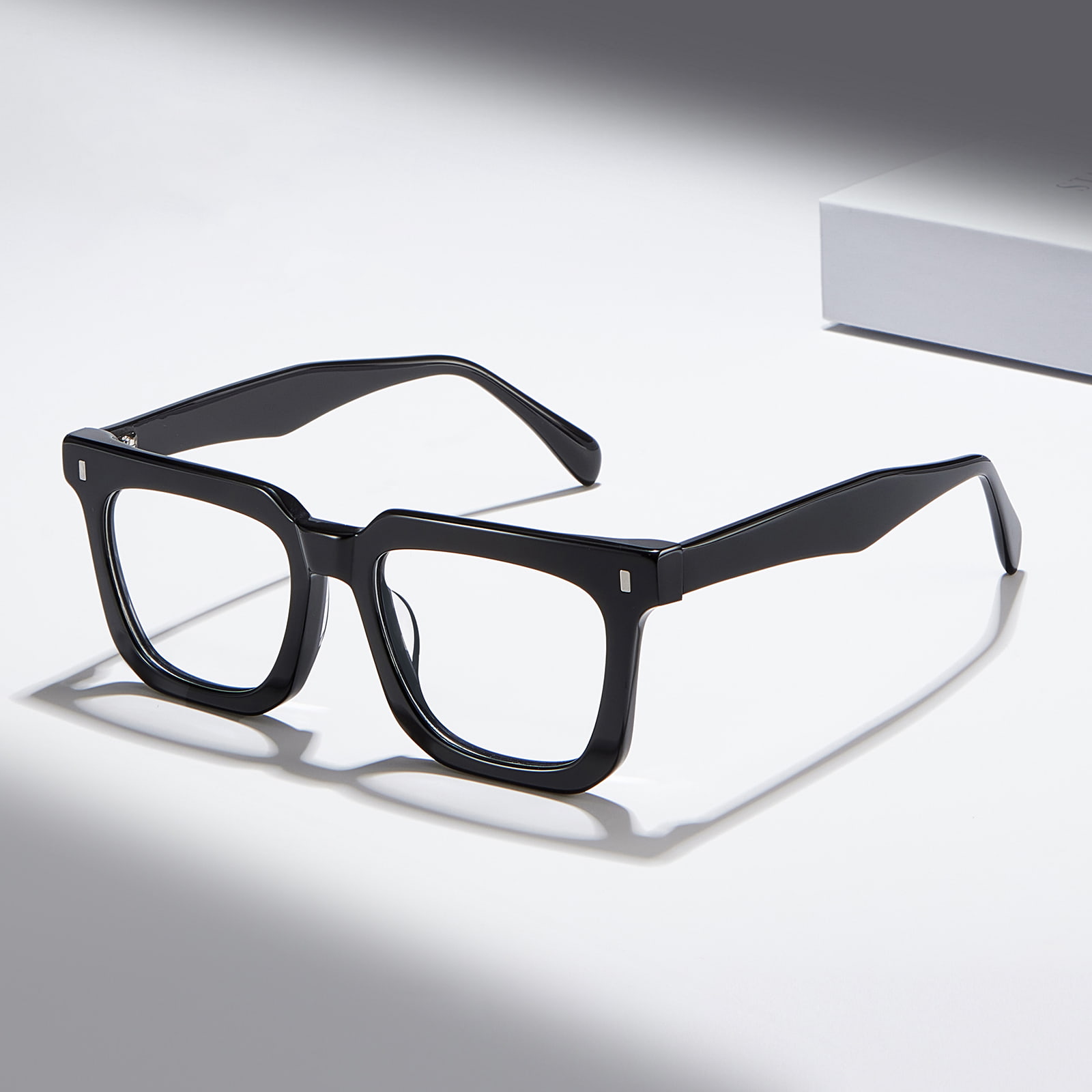 RD29009 Fet fyrkantig ram Sköldpaddsskal Textured Acetate Glasögon