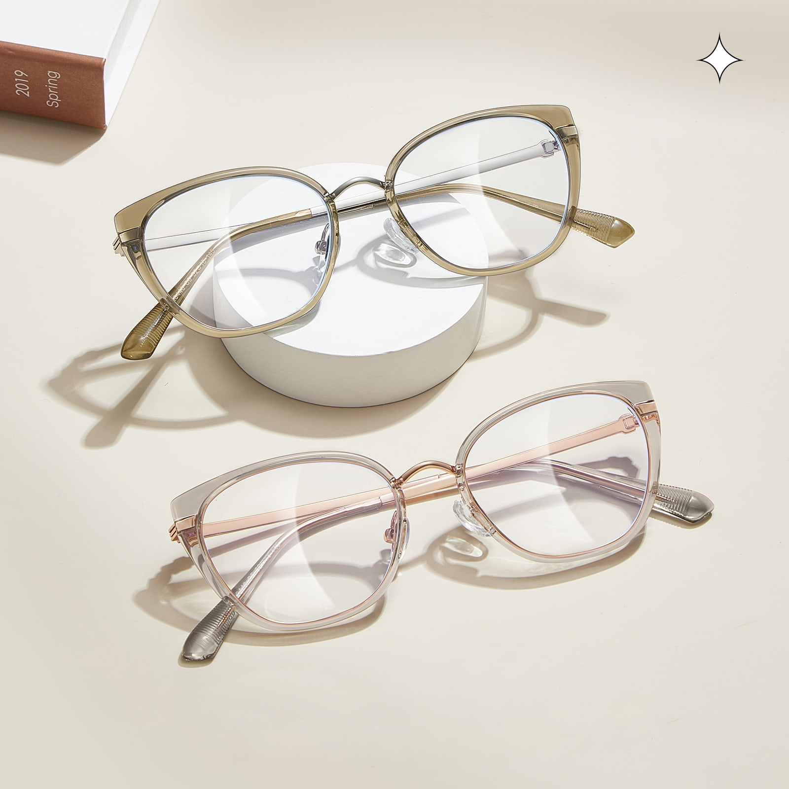 210448 Clear Cat-Eye randiga bokstäver Anti-Blue Light Glasögon