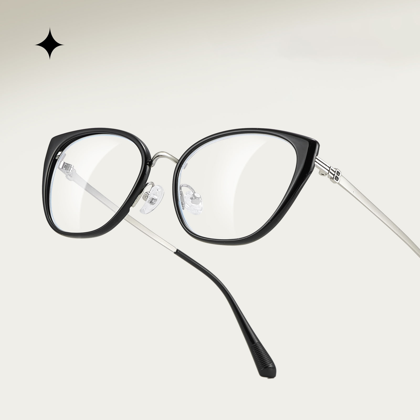 210448 Clear Cat-Eye randiga bokstäver Anti-Blue Light Glasögon