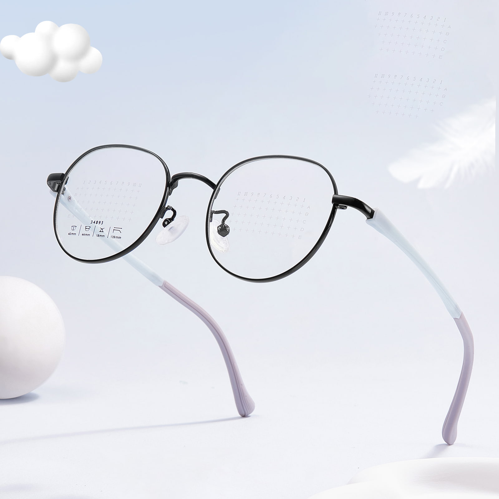 34893 Rund Båge Defocus Prevention Lins Legering glasögon