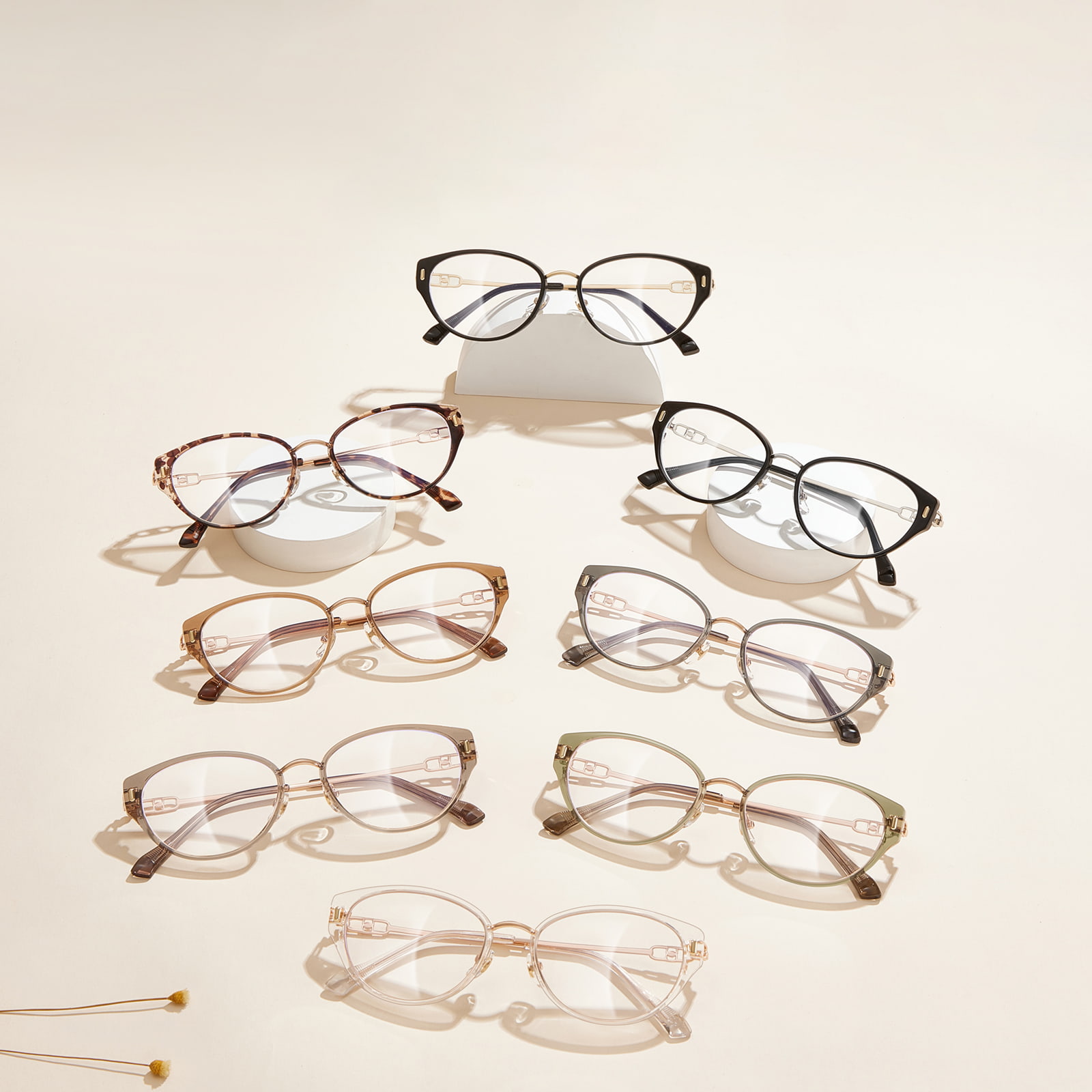 S12008 Cat-Eye Hollow Innerring Anti-Blue Light Glasögon