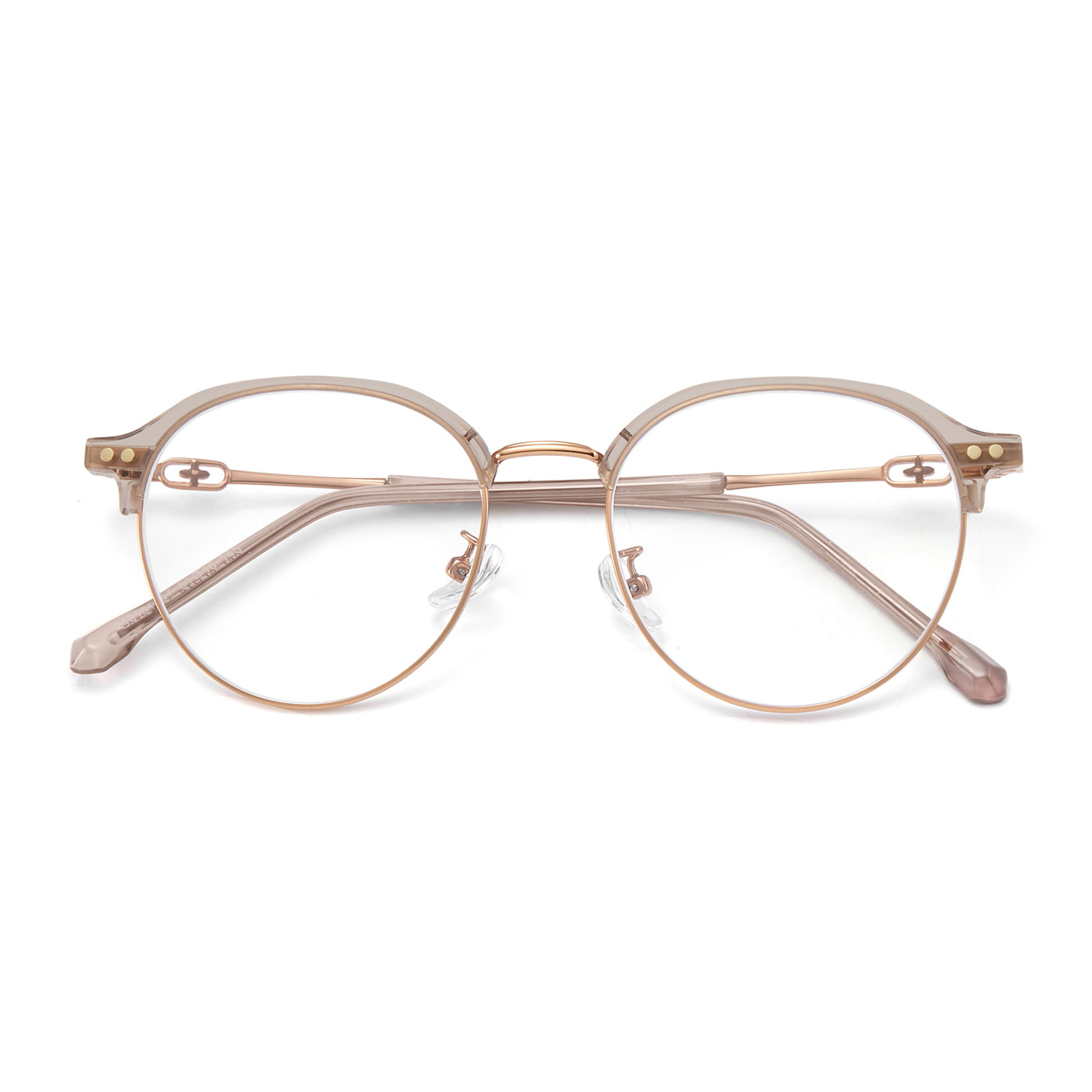 210131 Rund Ram Cross Casting Blue Light Blocking Glasögon